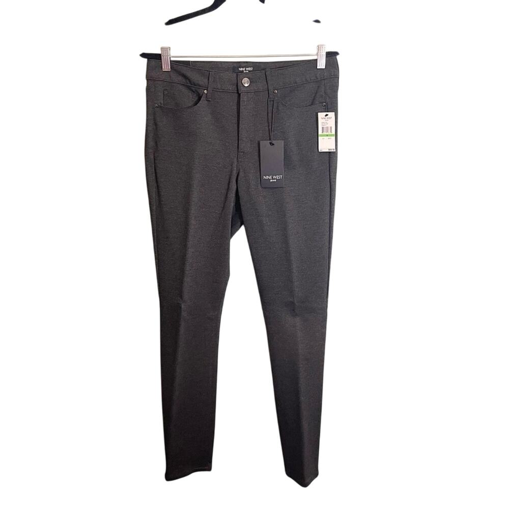 Nine West Jeans Stretch Straight Leg Gramercy Pants Heather‎ Gray Size 10 NWT